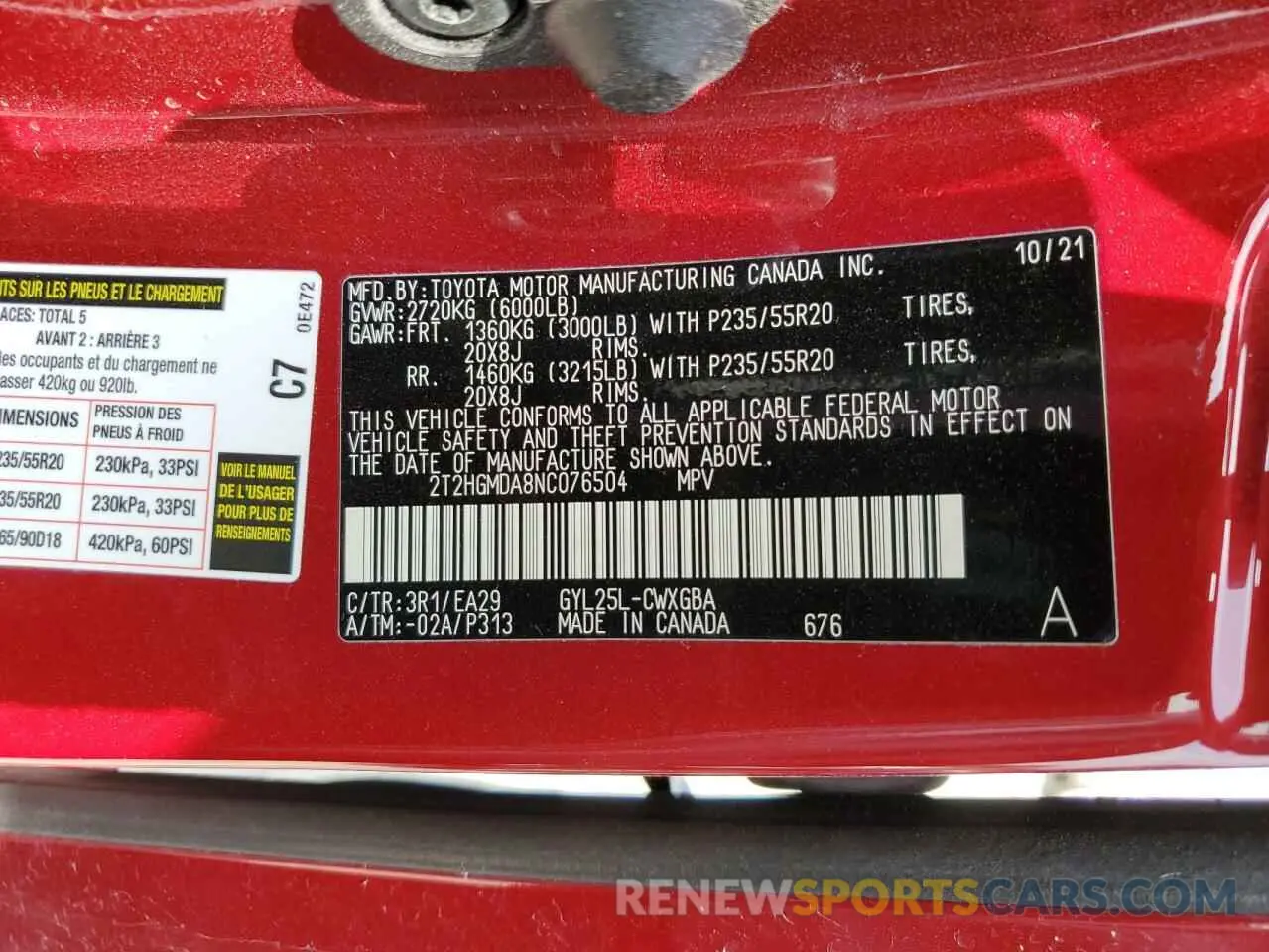 13 fotografías del automóvil dañado 2T2HGMDA8NC076504 LEXUS RX450 2022