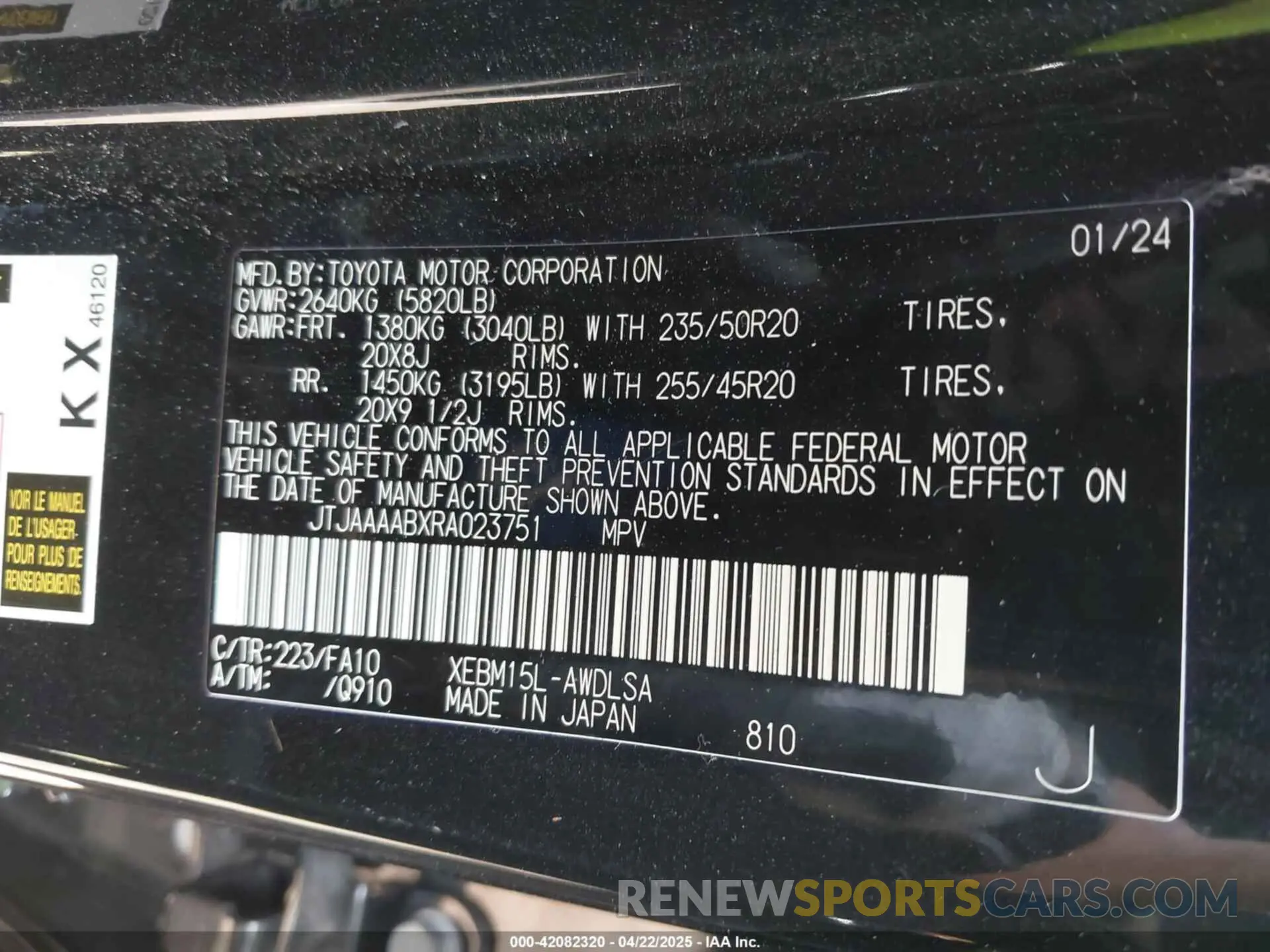 9 fotografías del automóvil dañado JTJAAAABXRA023751 LEXUS RZ 450E 2024