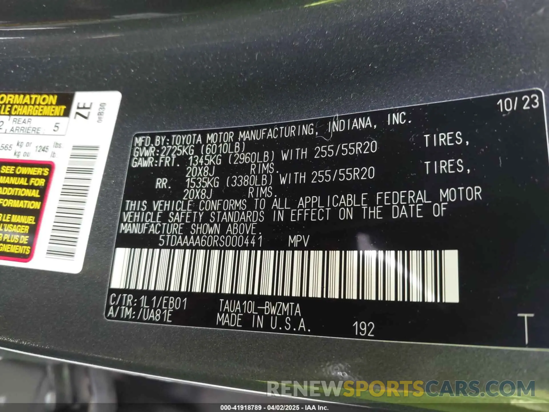 9 fotografías del automóvil dañado 5TDAAAA60RS000441 LEXUS TX 350 2024