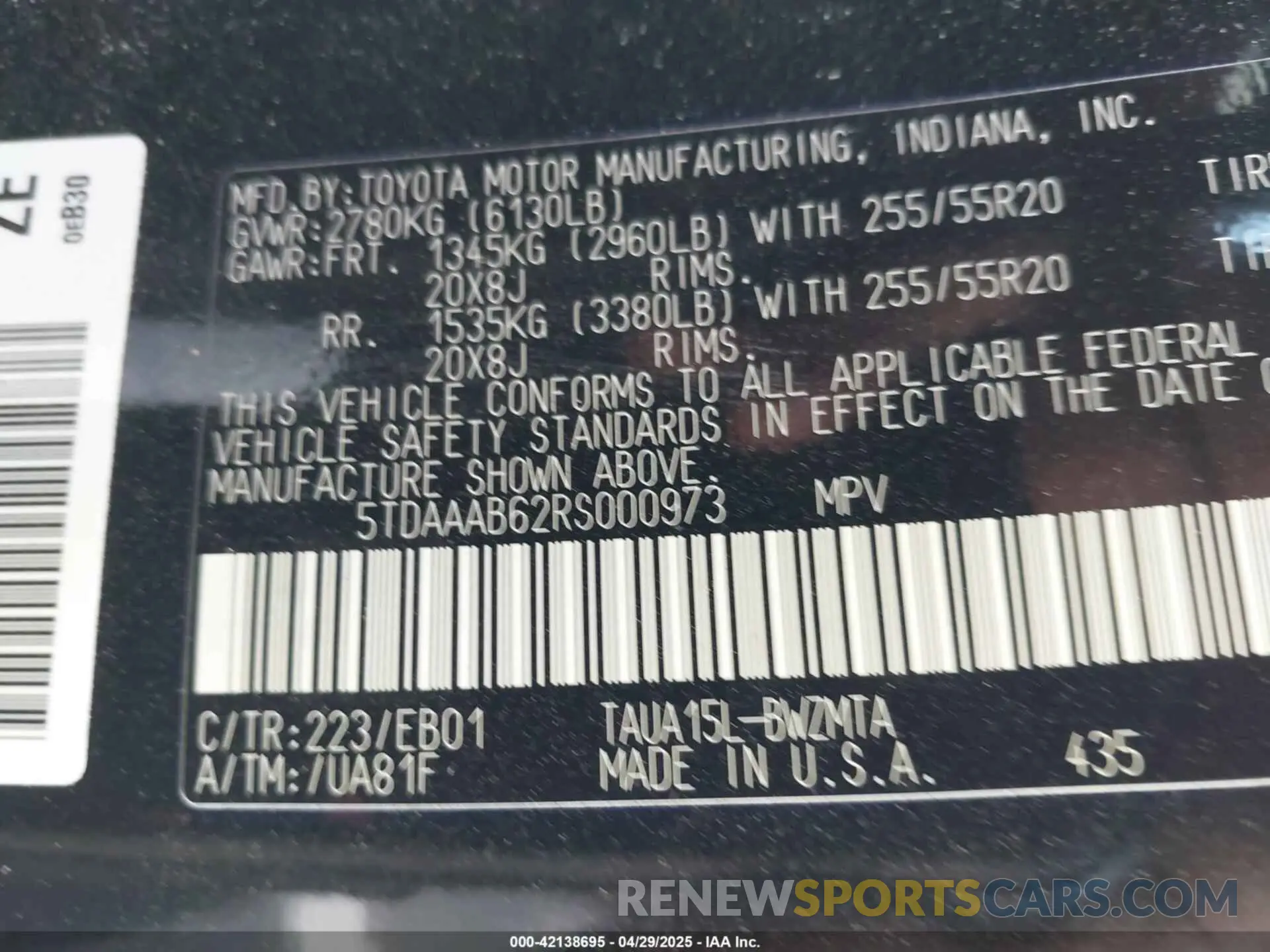 9 fotografías del automóvil dañado 5TDAAAB62RS000973 LEXUS TX 350 2024