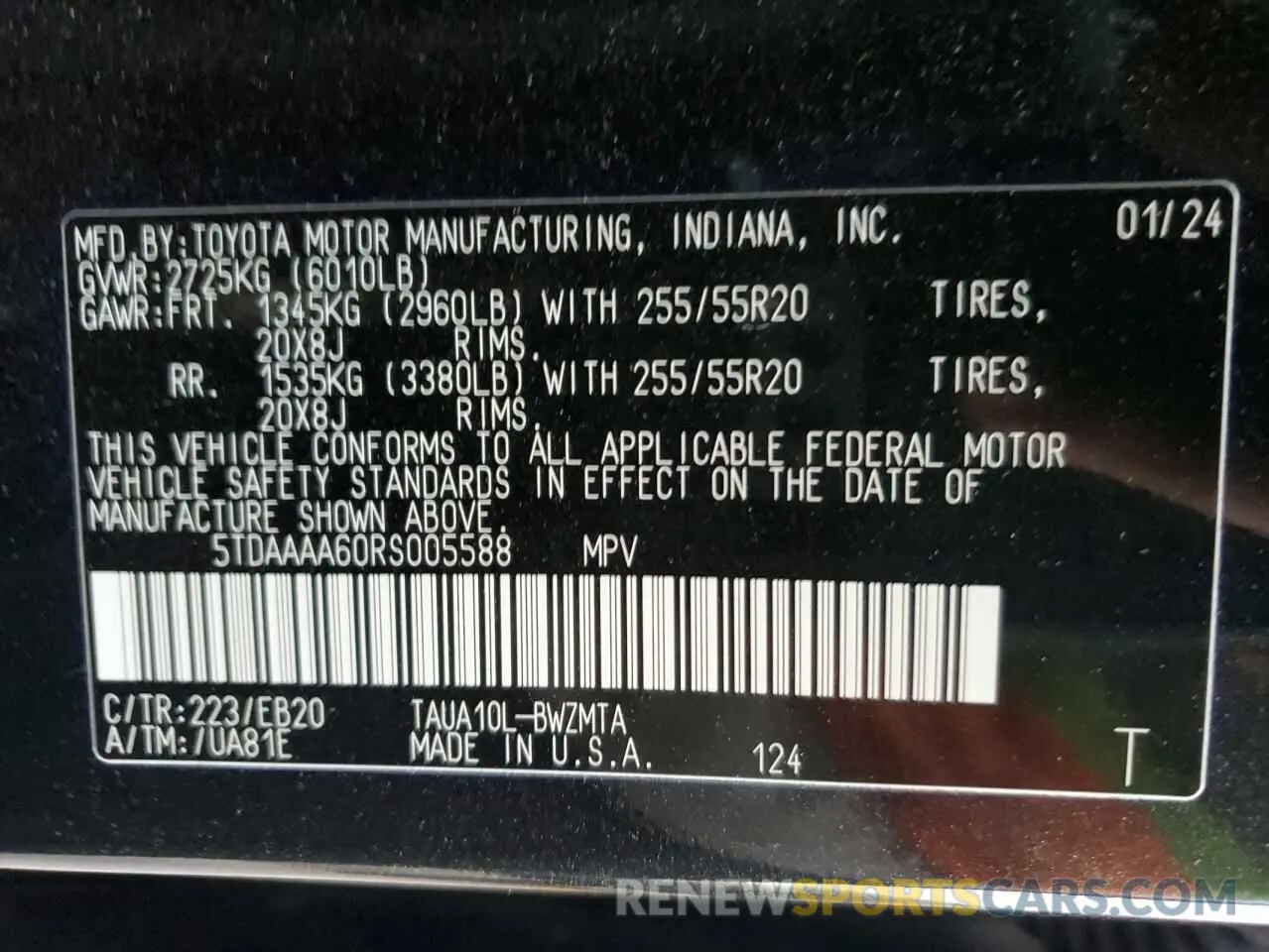 13 fotografías del automóvil dañado 5TDAAAA60RS005588 LEXUS TX 350 BAS 2024
