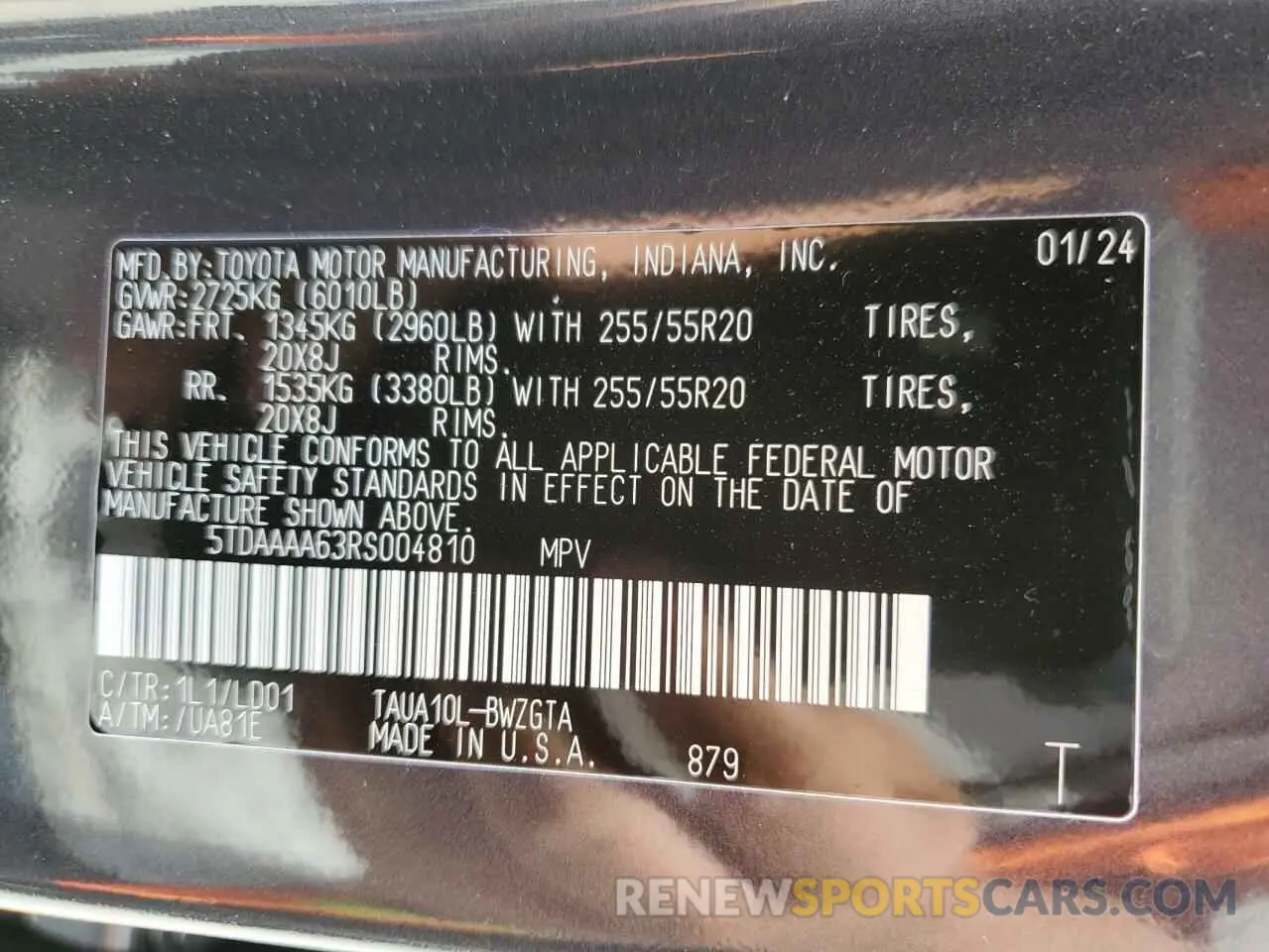 13 fotografías del automóvil dañado 5TDAAAA63RS004810 LEXUS TX 350 BAS 2024
