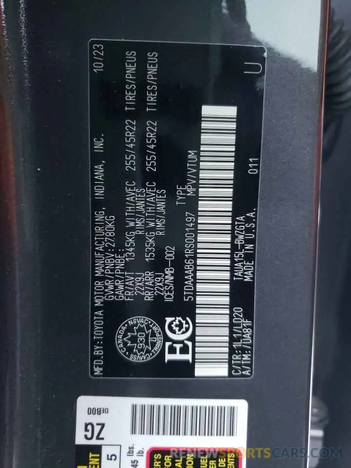 14 fotografías del automóvil dañado 5TDAAAB61RS001497 LEXUS TX 350 BAS 2024