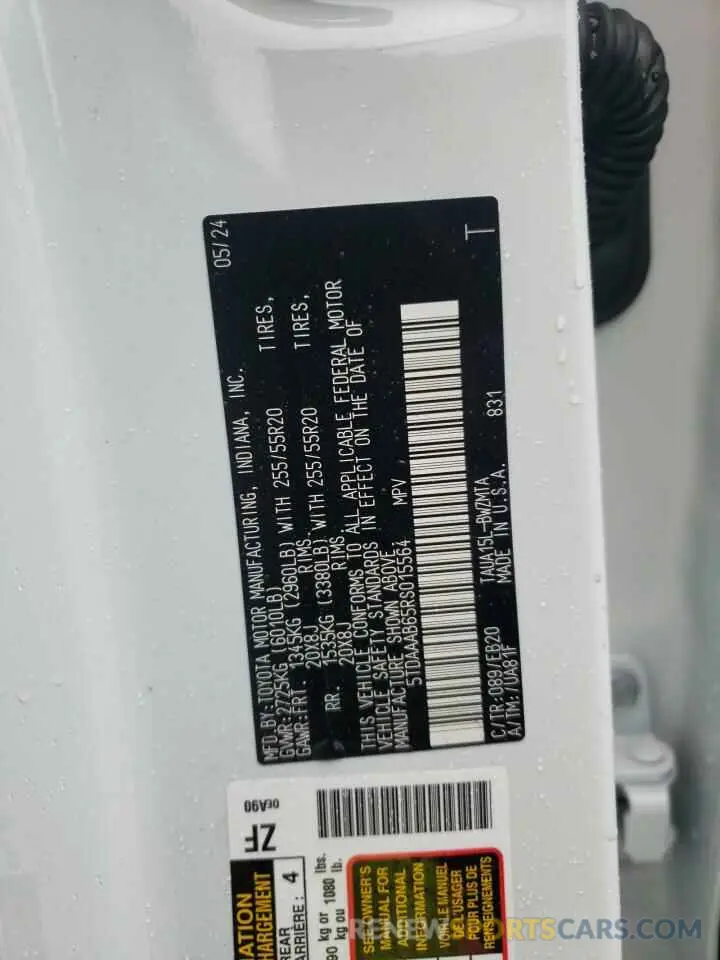 14 fotografías del automóvil dañado 5TDAAAB65RS015564 LEXUS TX 350 BAS 2024