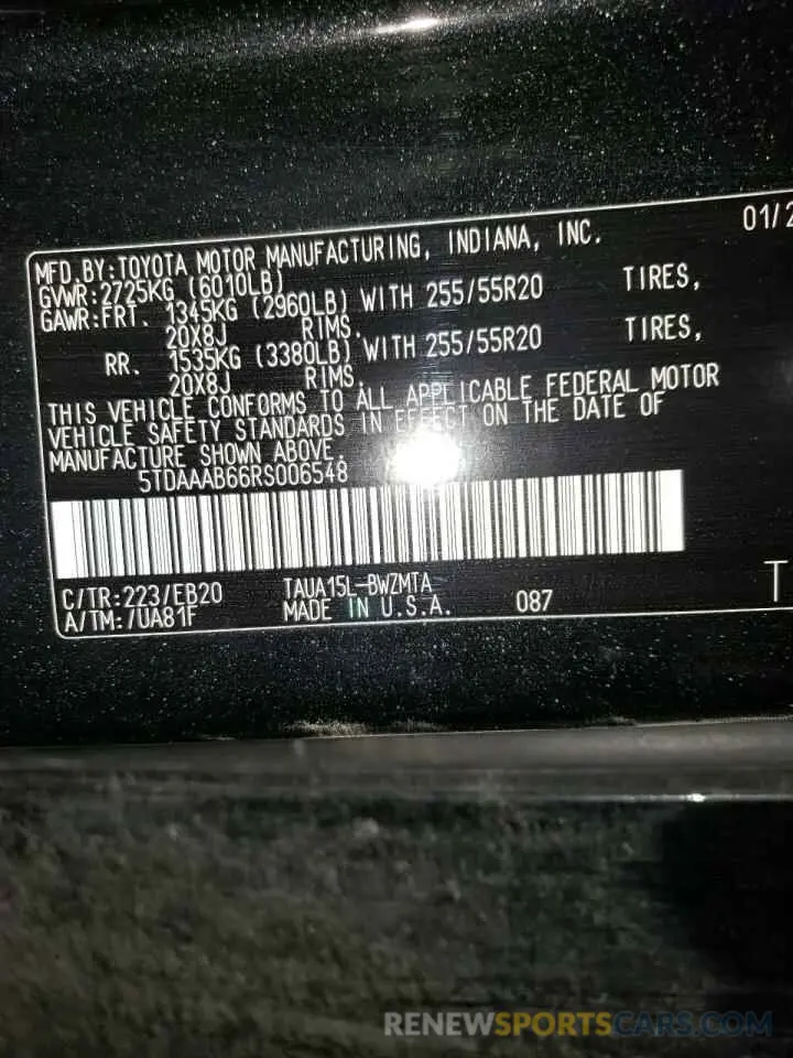 13 fotografías del automóvil dañado 5TDAAAB66RS006548 LEXUS TX 350 BAS 2024