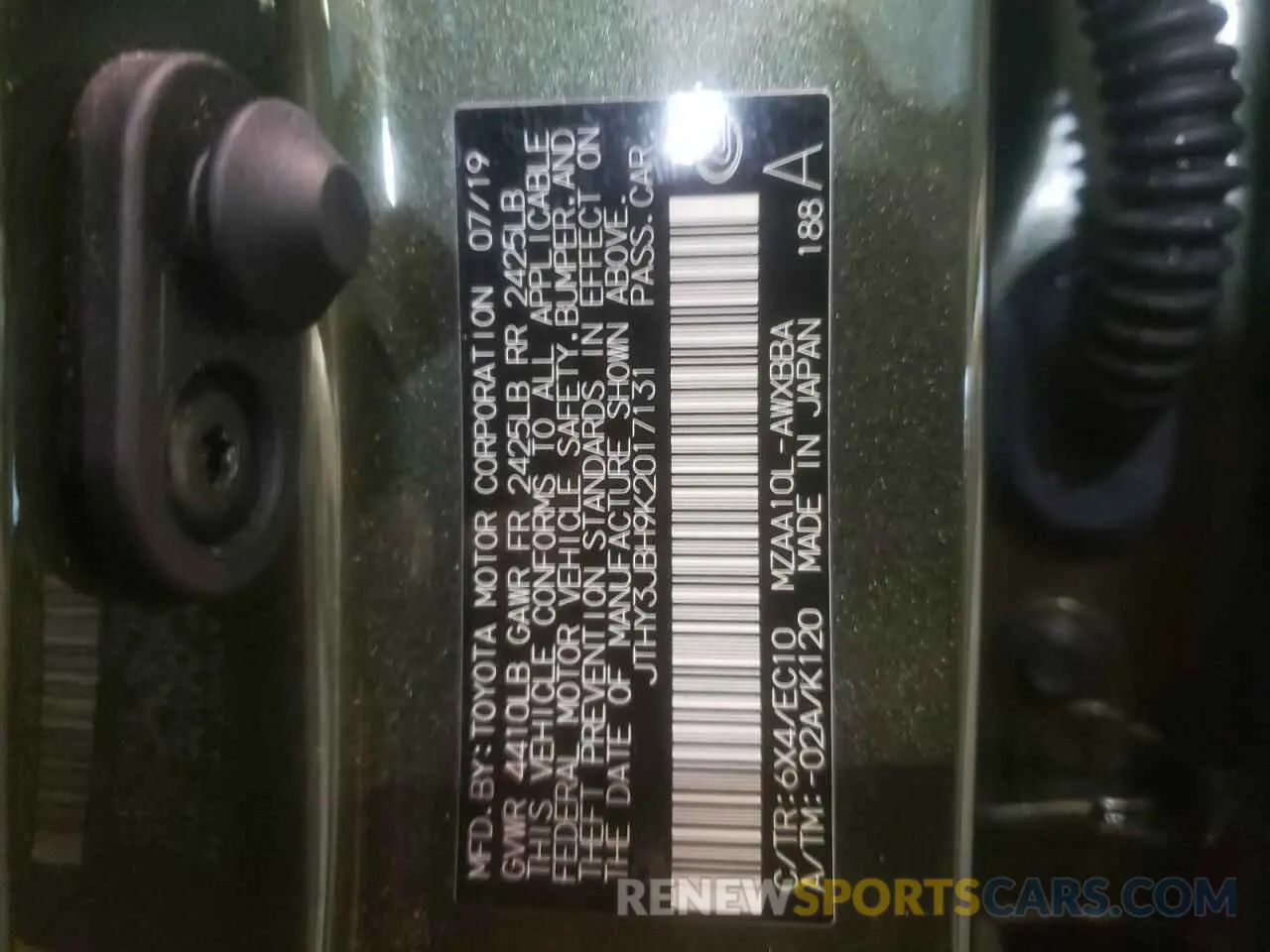 10 fotografías del automóvil dañado JTHY3JBH9K2017131 LEXUS UX 200 2019