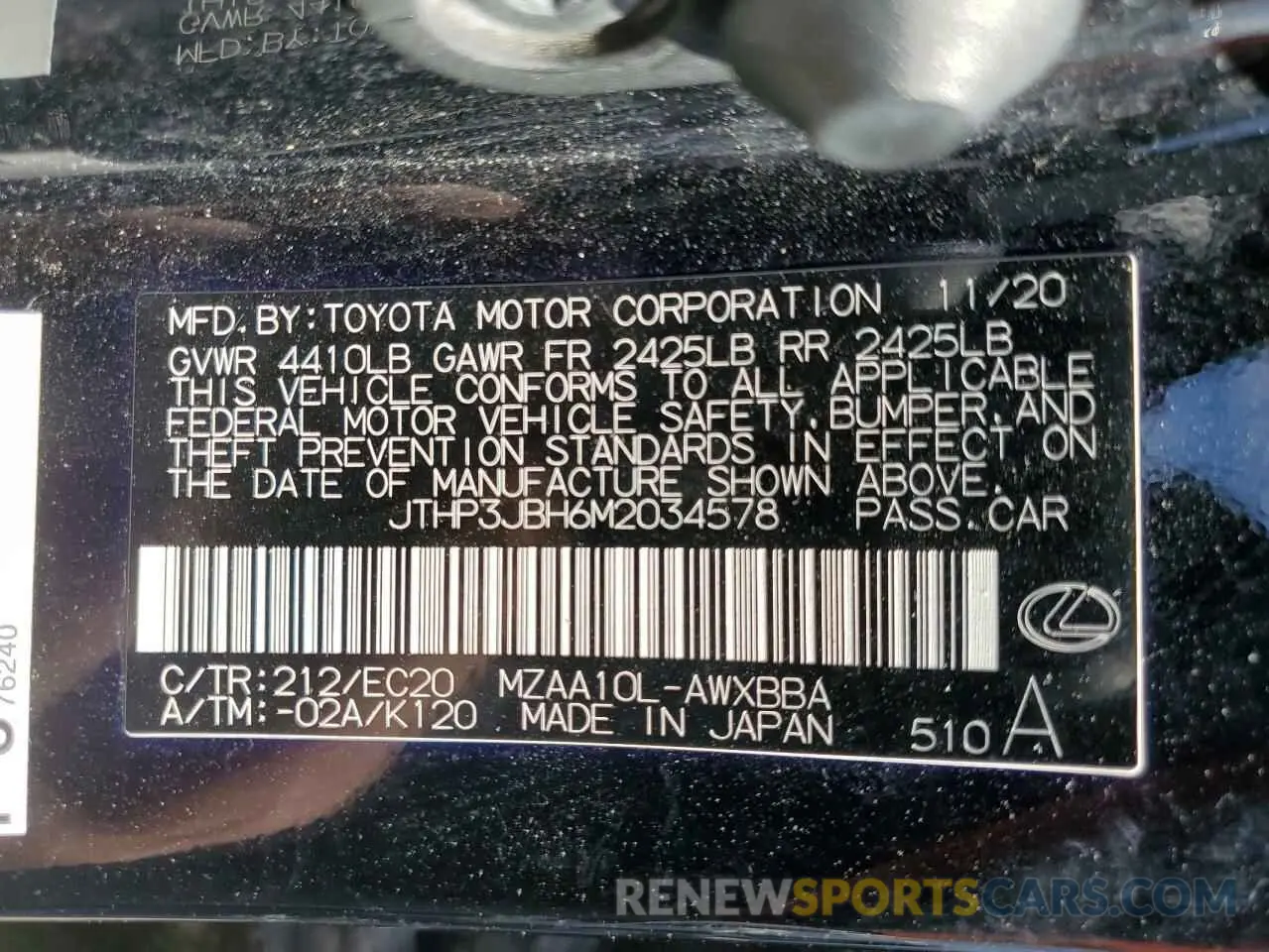 13 fotografías del automóvil dañado JTHP3JBH6M2034578 LEXUS UX 200 2021