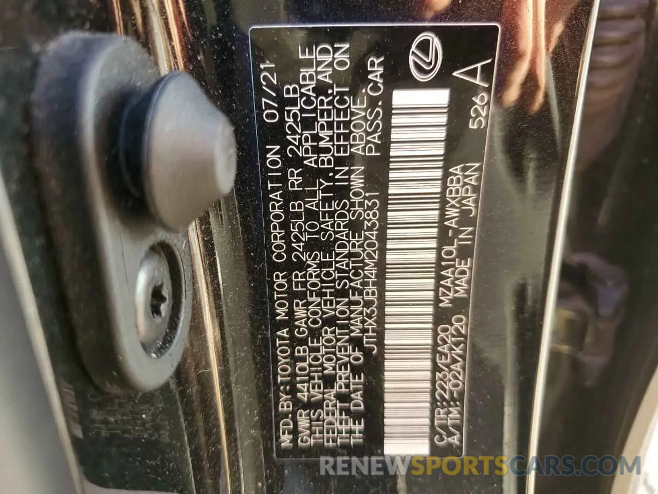 13 fotografías del automóvil dañado JTHX3JBH4M2043831 LEXUS UX 200 2021