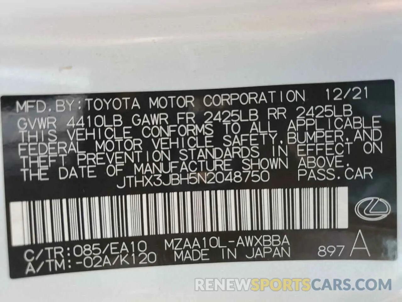 15 fotografías del automóvil dañado JTHX3JBH5N2048750 LEXUS UX 200 BAS 2022
