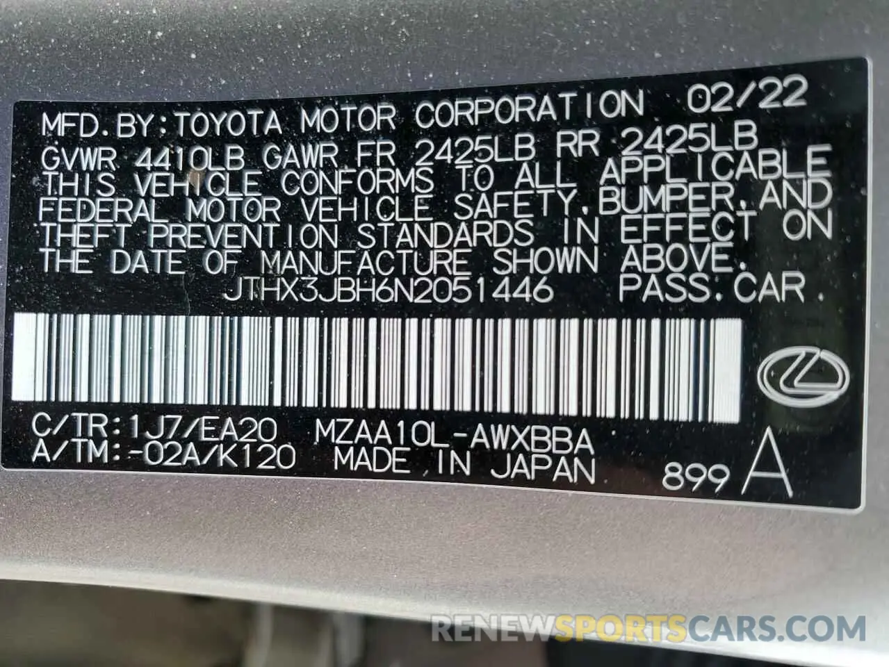 12 fotografías del automóvil dañado JTHX3JBH6N2051446 LEXUS UX 200 BAS 2022