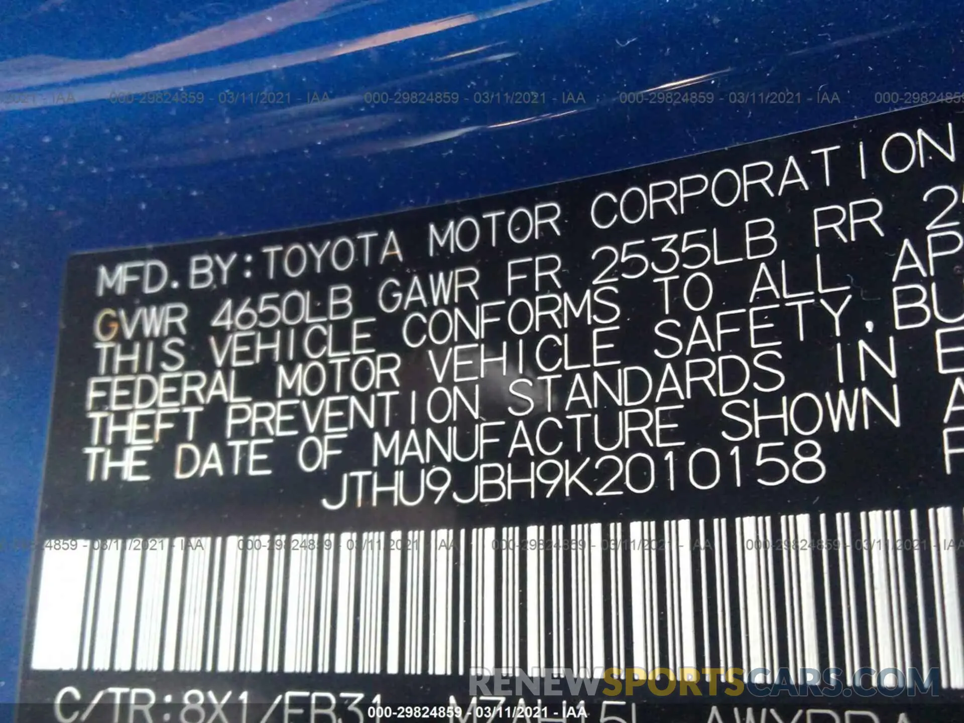 9 fotografías del automóvil dañado JTHU9JBH9K2010158 LEXUS UX 2019