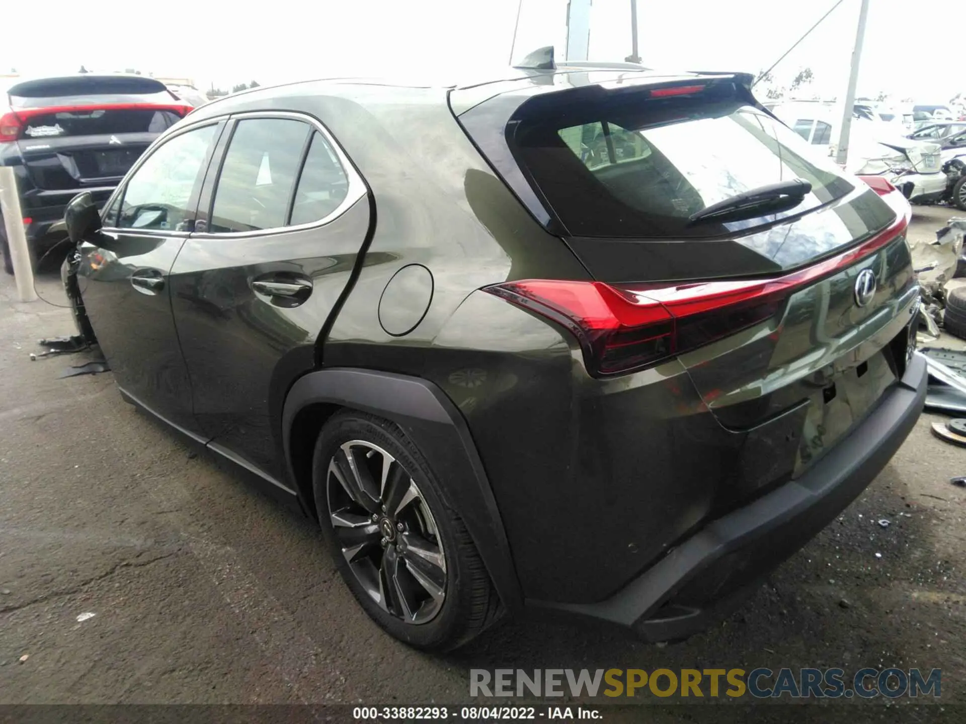 3 fotografías del automóvil dañado JTHX3JBH7M2045430 LEXUS UX 2021