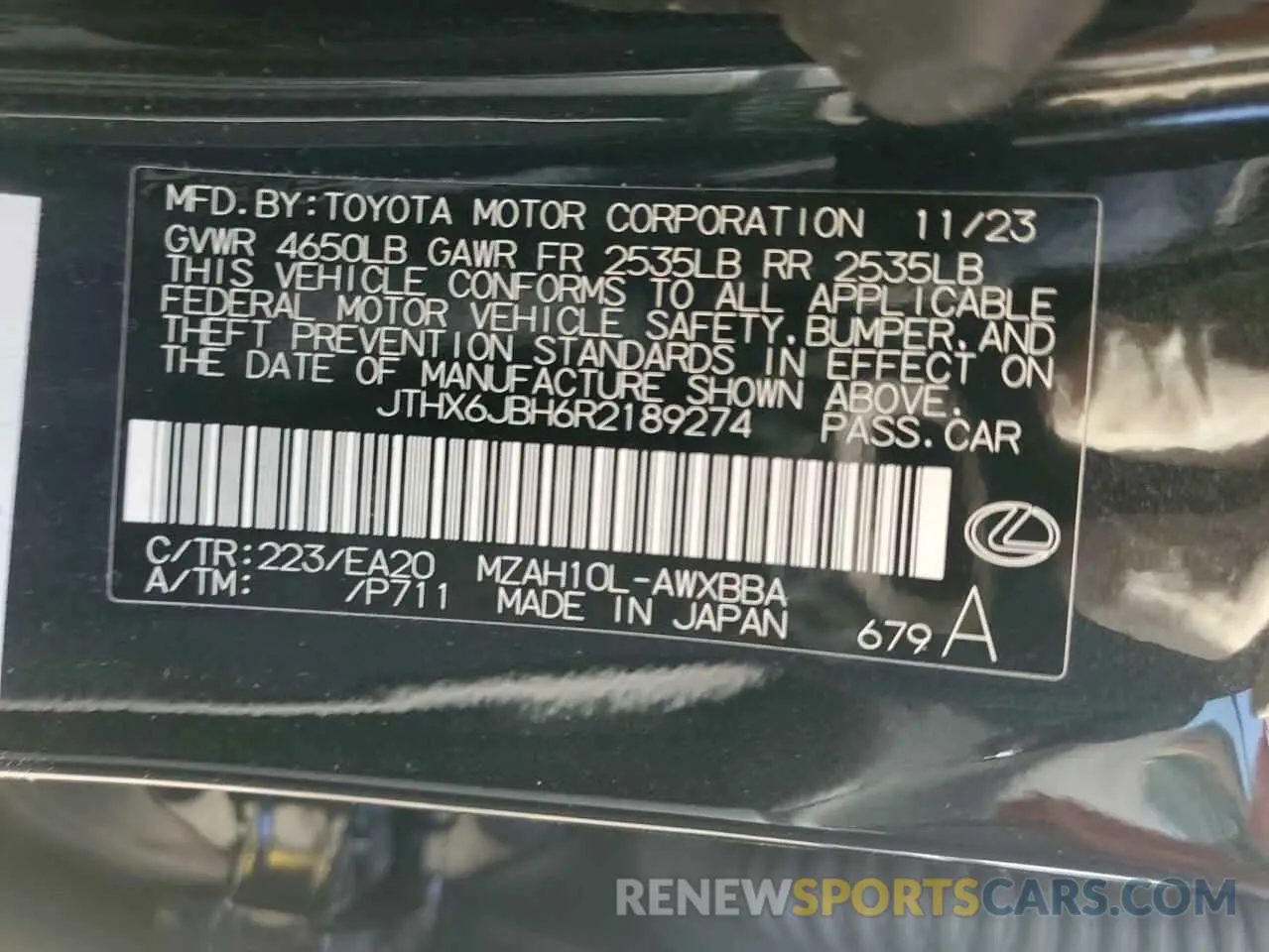 12 fotografías del automóvil dañado JTHX6JBH6R2189274 LEXUS UX 250H BA 2024
