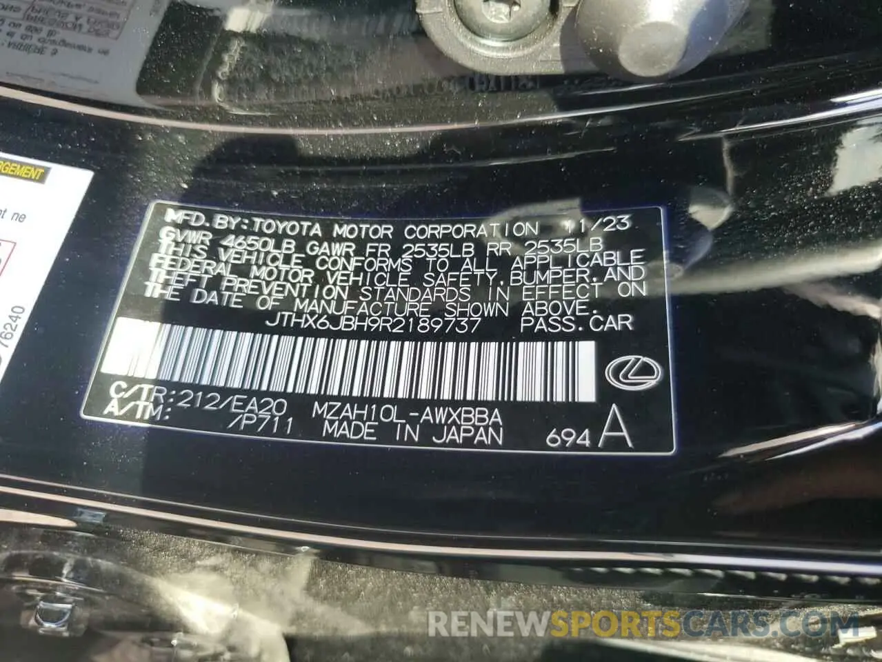 13 fotografías del automóvil dañado JTHX6JBH9R2189737 LEXUS UX 250H BA 2024