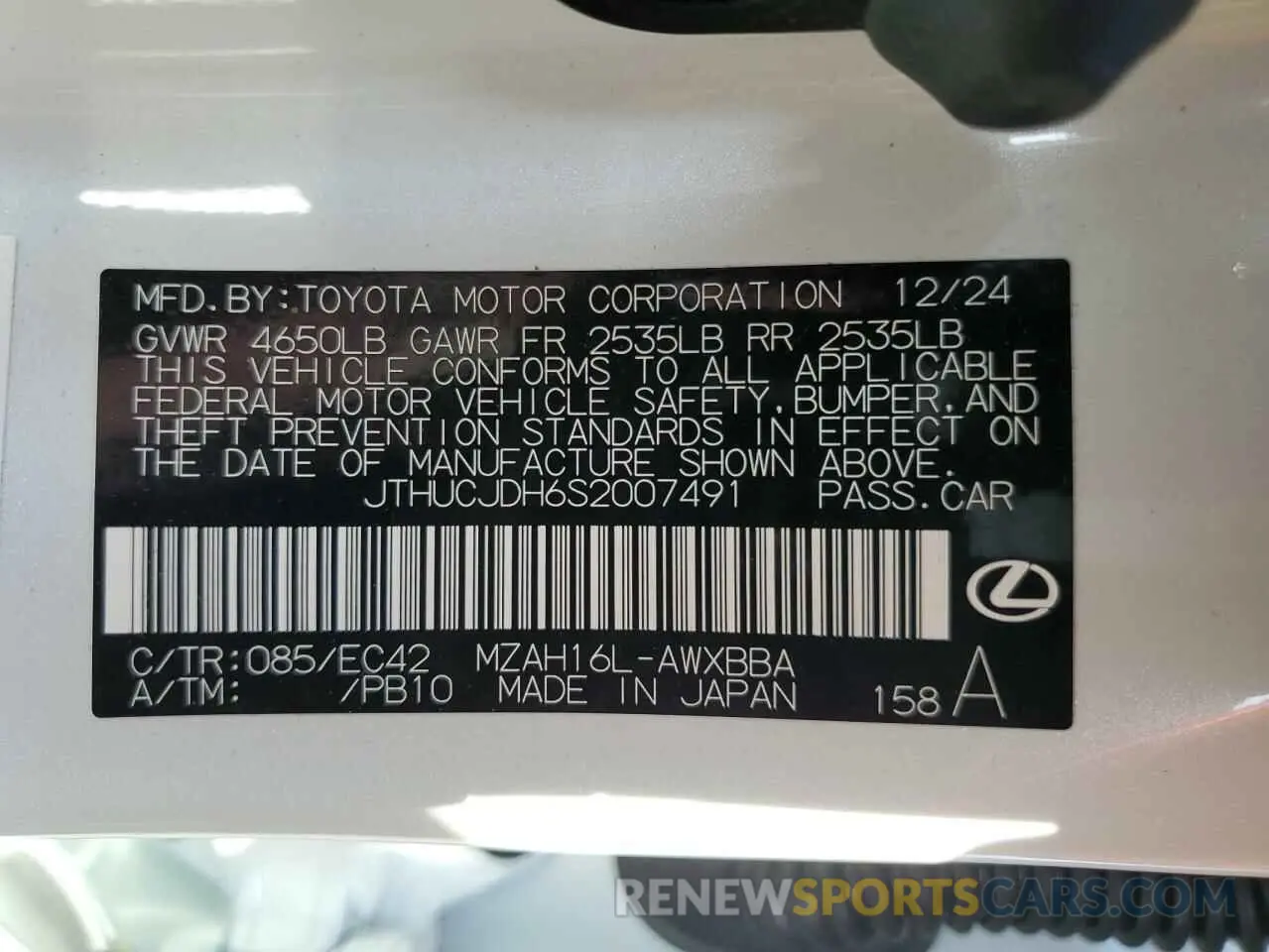 15 fotografías del automóvil dañado JTHUCJDH6S2007491 LEXUS UX 300H BA 2025