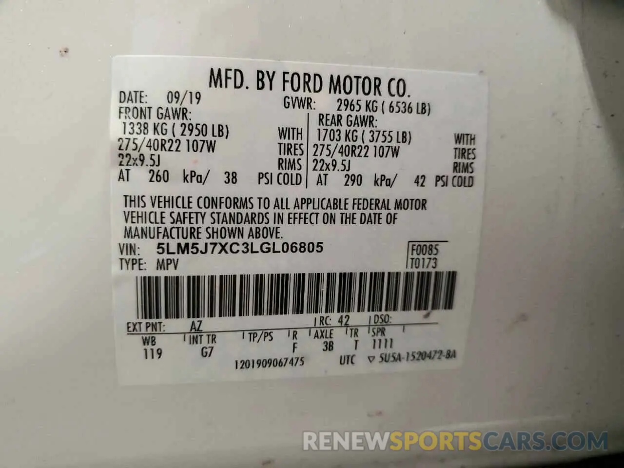 13 fotografías del automóvil dañado 5LM5J7XC3LGL06805 LINCOLN AVIATOR 2020