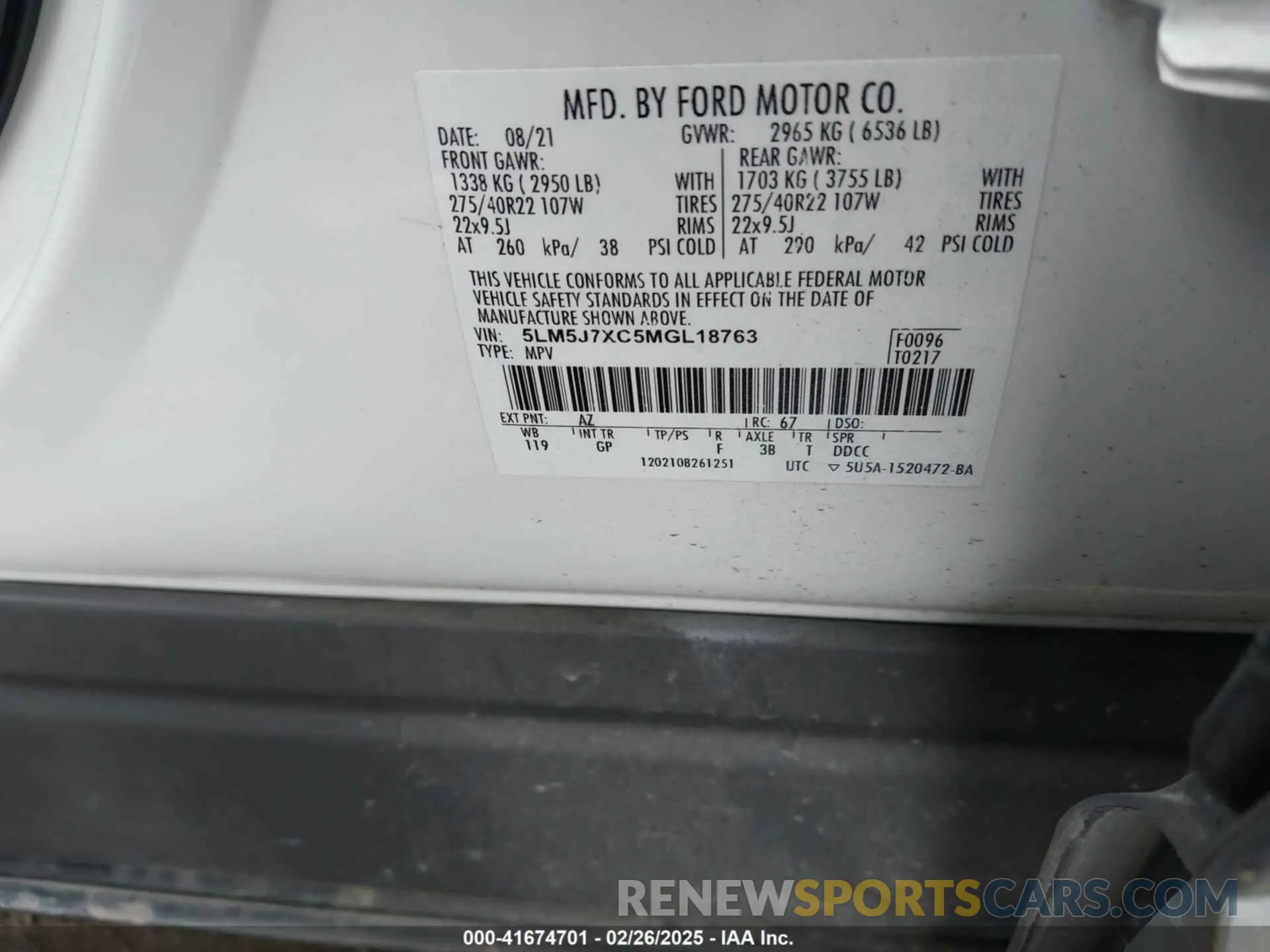 9 fotografías del automóvil dañado 5LM5J7XC5MGL18763 LINCOLN AVIATOR 2021