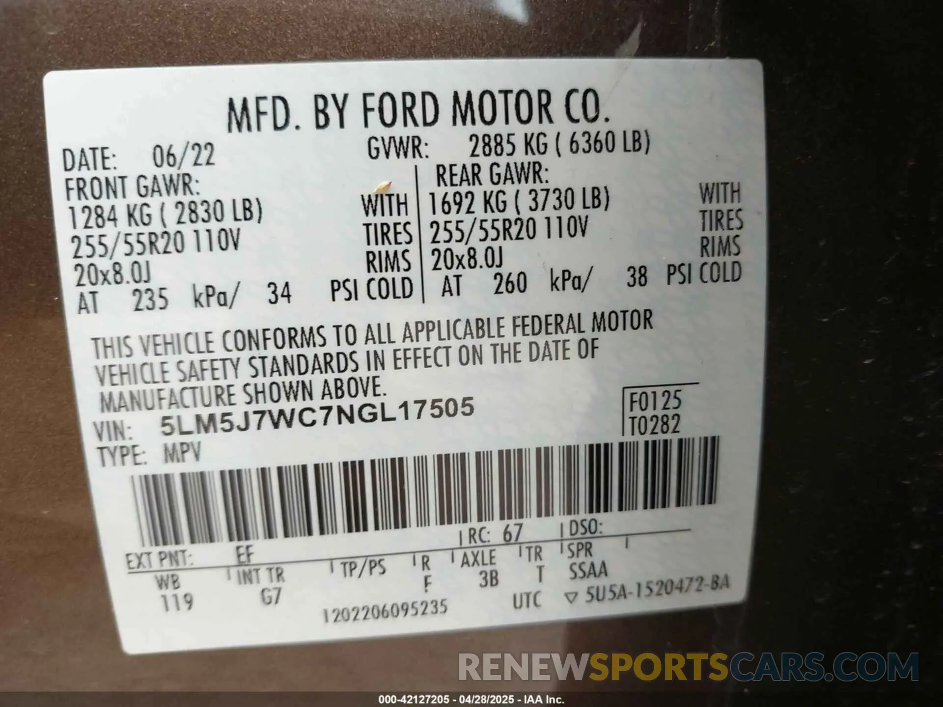 9 fotografías del automóvil dañado 5LM5J7WC7NGL17505 LINCOLN AVIATOR 2022