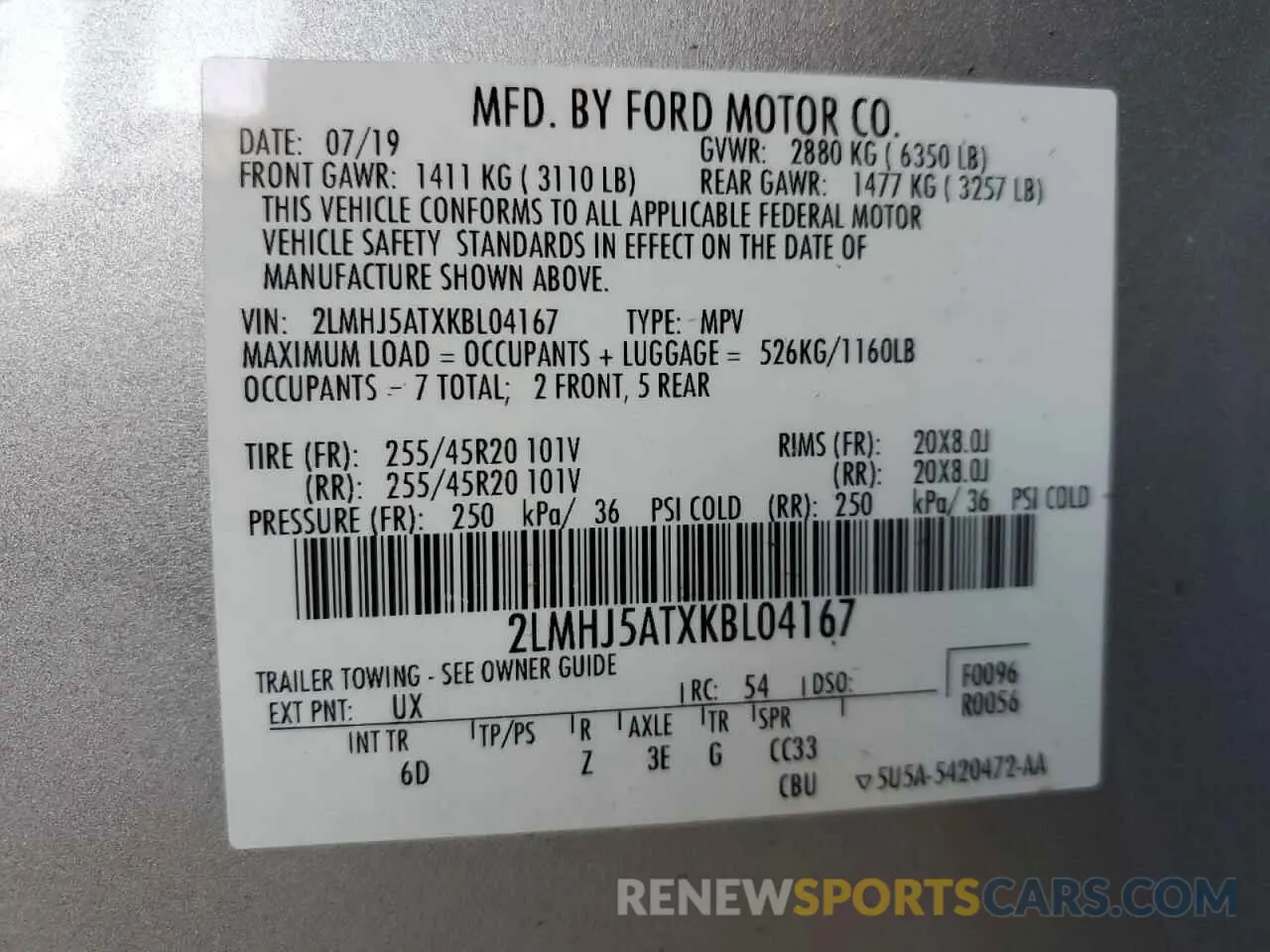 13 fotografías del automóvil dañado 2LMHJ5ATXKBL04167 LINCOLN MKT 2019