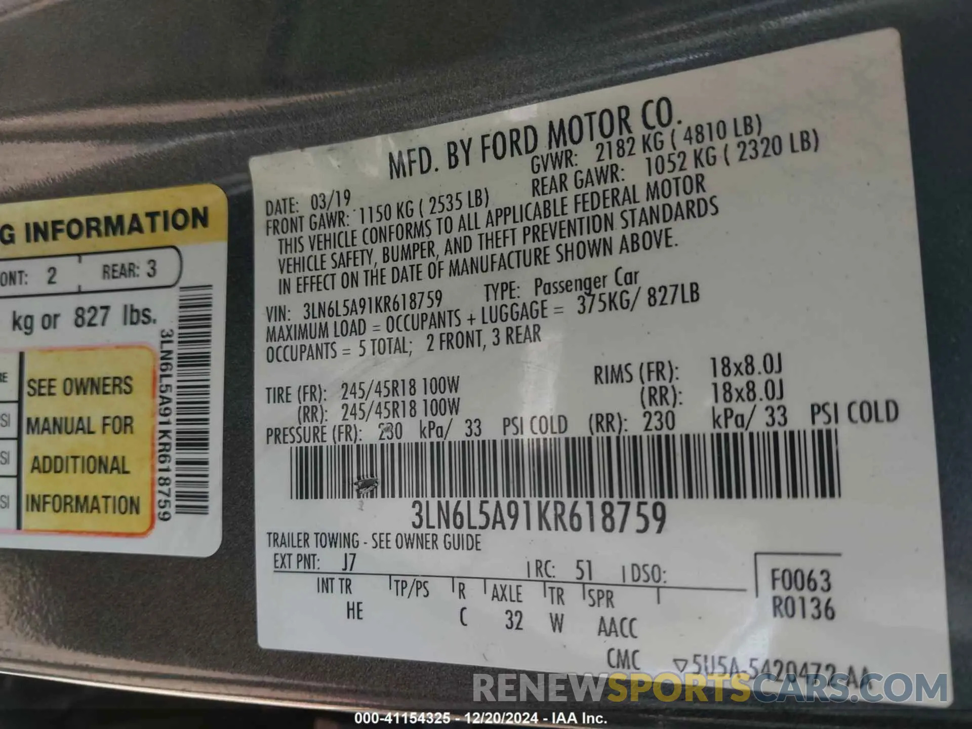 9 fotografías del automóvil dañado 3LN6L5A91KR618759 LINCOLN MKZ 2019