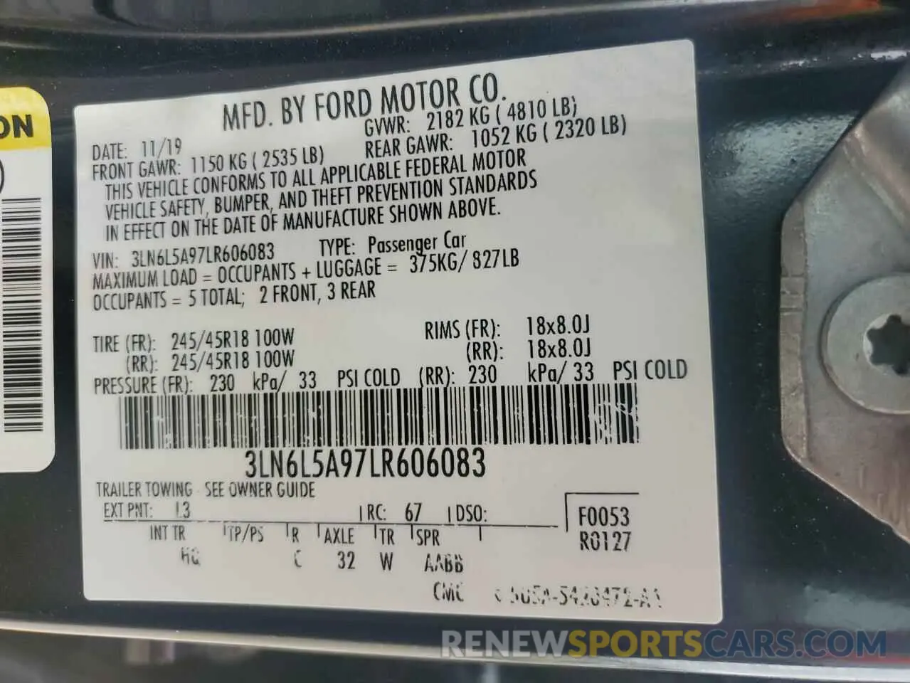 13 fotografías del automóvil dañado 3LN6L5A97LR606083 LINCOLN MKZ 2020
