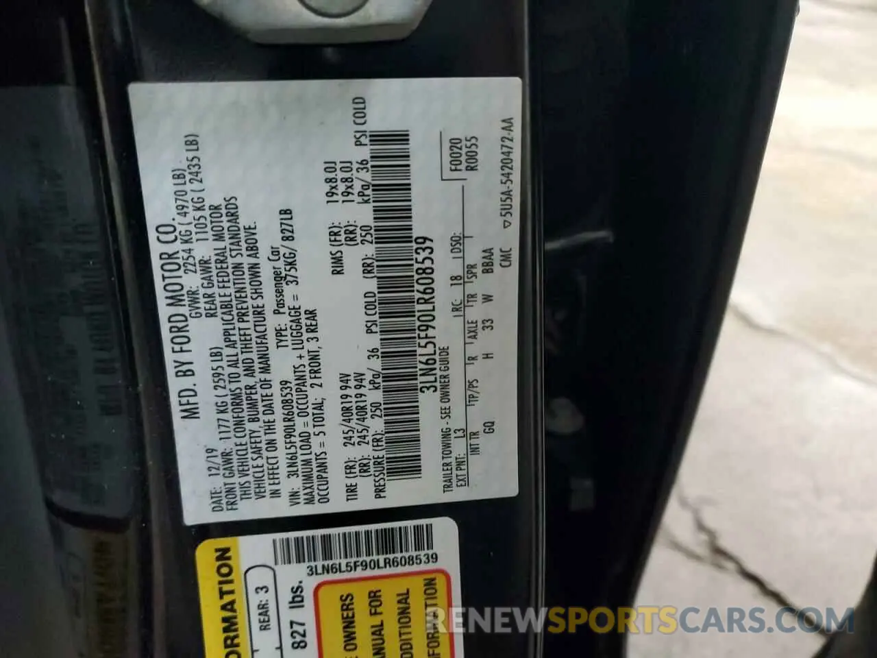 13 fotografías del automóvil dañado 3LN6L5F90LR608539 LINCOLN MKZ 2020