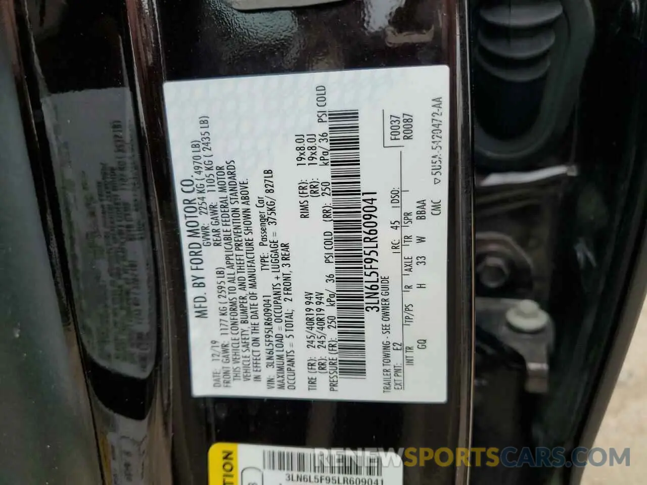 12 fotografías del automóvil dañado 3LN6L5F95LR609041 LINCOLN MKZ 2020