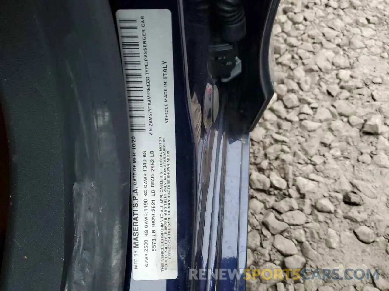 12 fotografías del automóvil dañado ZAM57YTA8M1364330 MASERATI ALL MODELS 2021