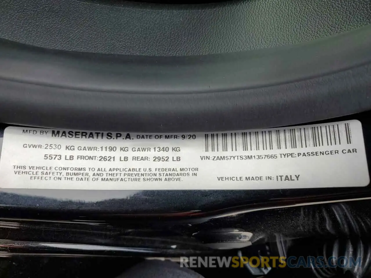 13 fotografías del automóvil dañado ZAM57YTS3M1357665 MASERATI ALL MODELS 2021