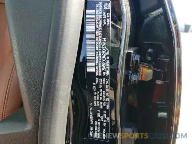 10 fotografías del automóvil dañado ZN661XUA2MX374124 MASERATI ALL MODELS 2021