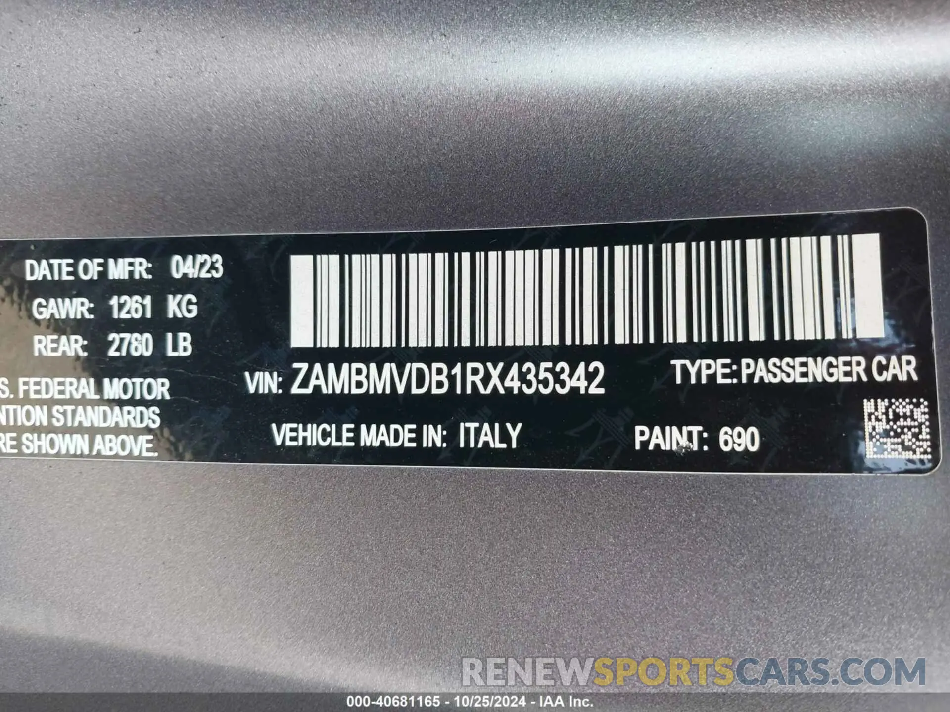 9 fotografías del automóvil dañado ZAMBMVDB1RX435342 MASERATI GRANTURISMO 2024