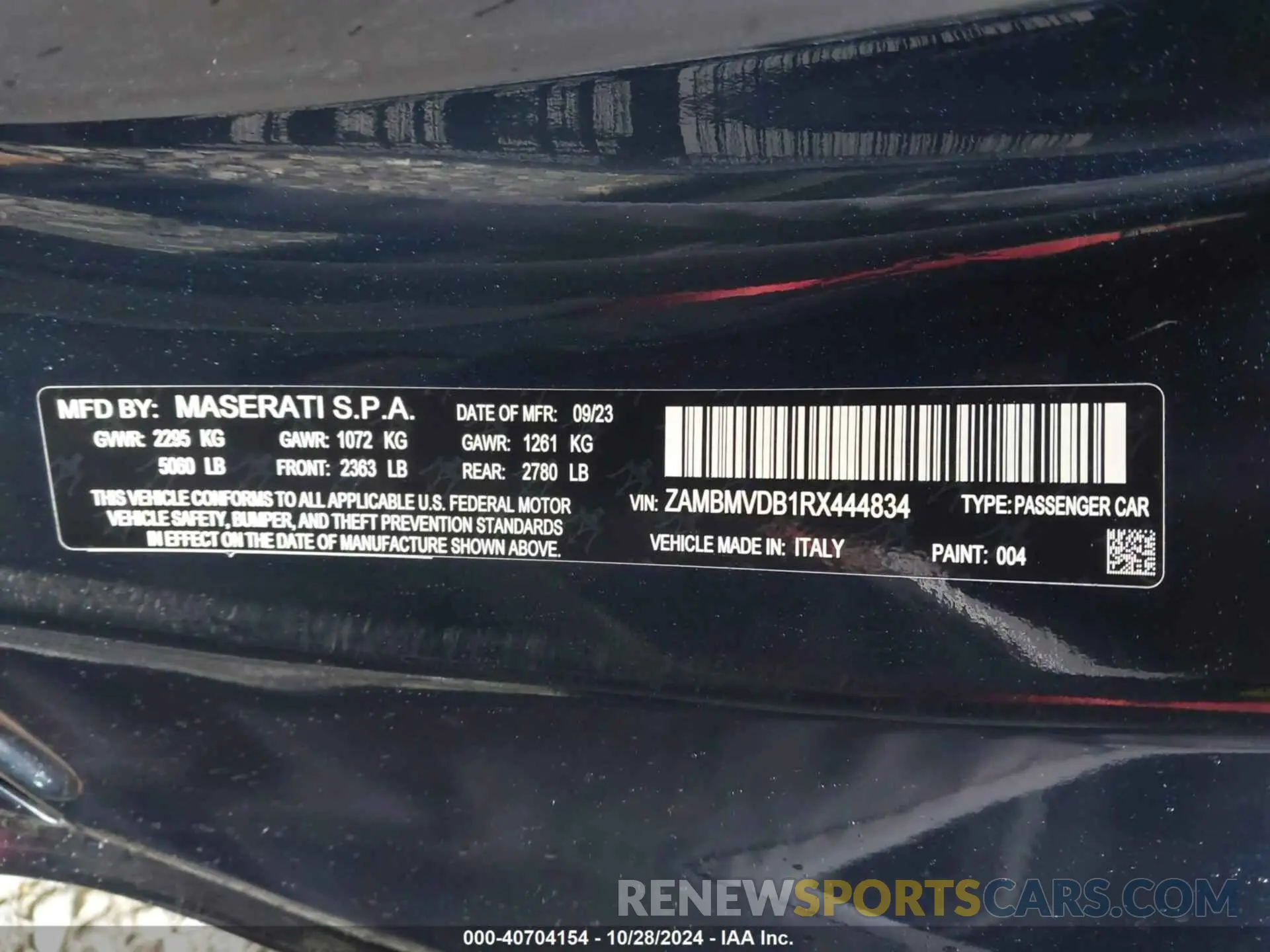9 fotografías del automóvil dañado ZAMBMVDB1RX444834 MASERATI GRANTURISMO 2024