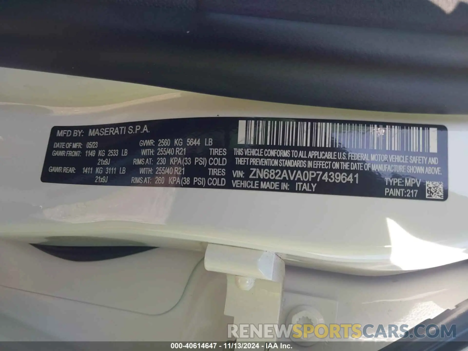 9 fotografías del automóvil dañado ZN682AVA0P7439641 MASERATI GRECALE 2023