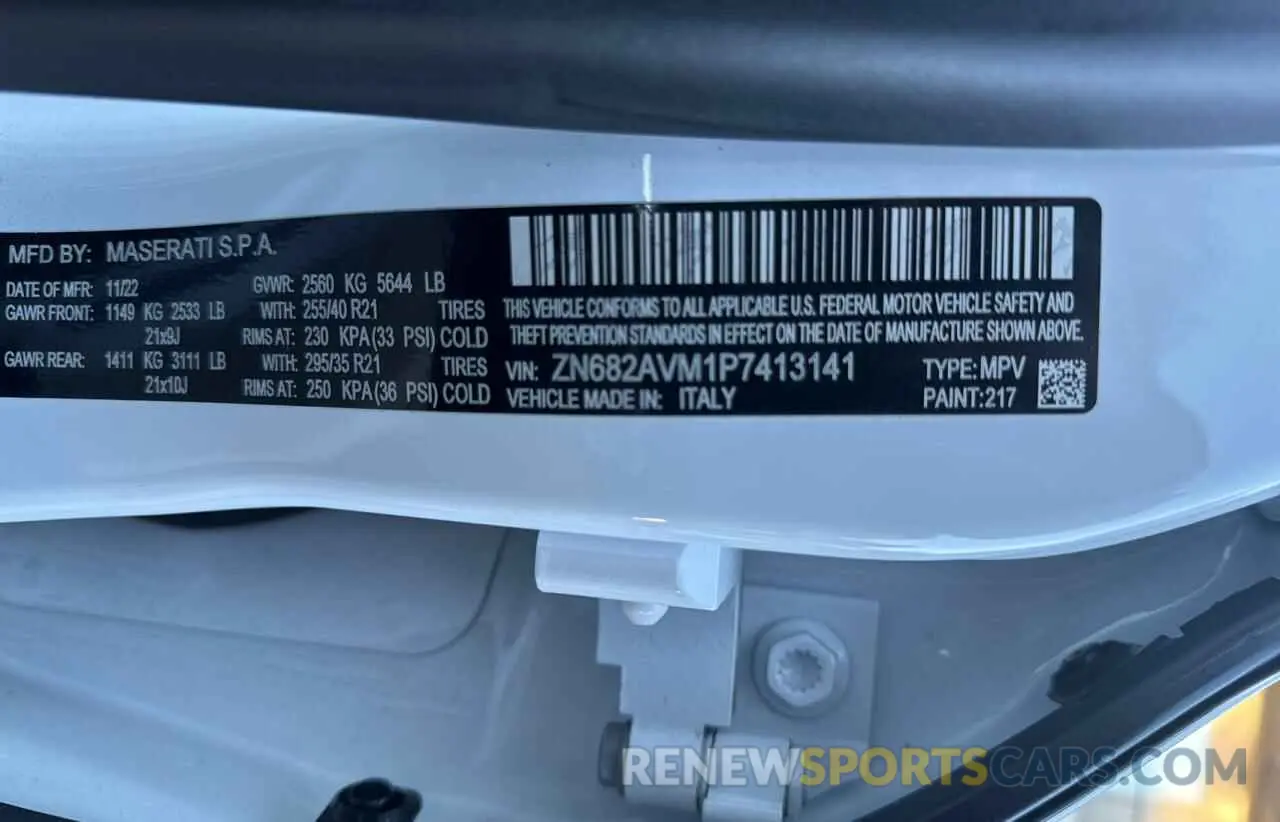 10 fotografías del automóvil dañado ZN682AVM1P7413141 MASERATI GRECALE MO 2023