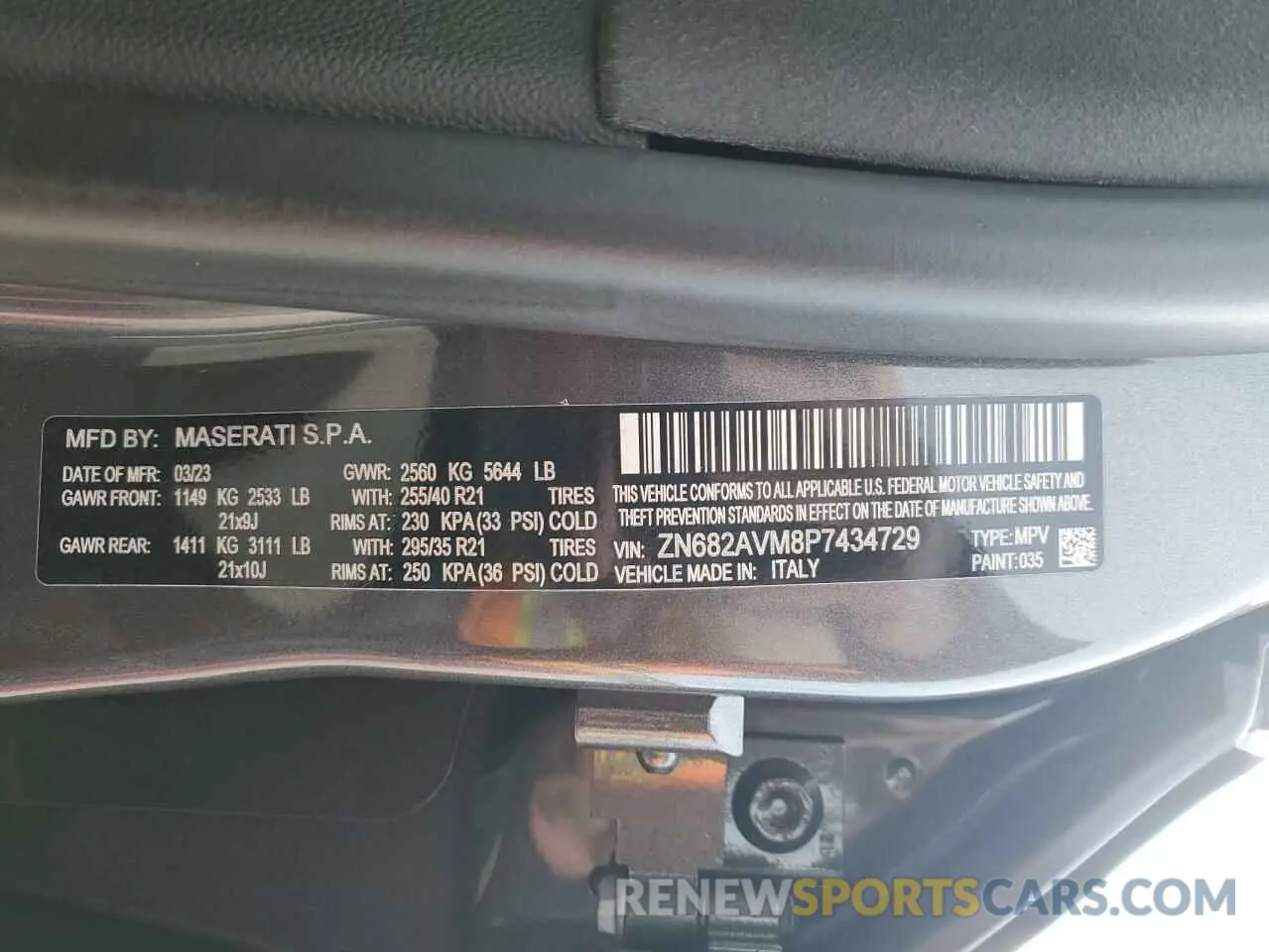 13 fotografías del automóvil dañado ZN682AVM8P7434729 MASERATI GRECALE MO 2023