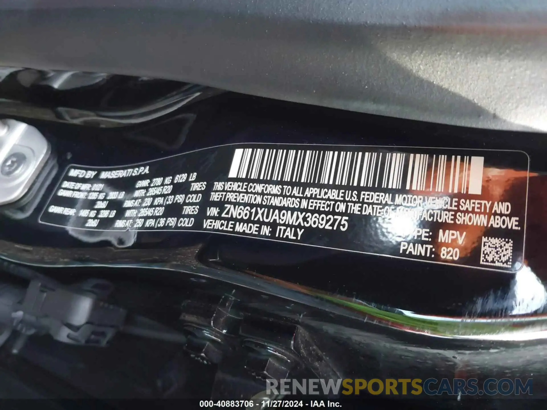 9 fotografías del automóvil dañado ZN661XUA9MX369275 MASERATI LEVANTE 2021