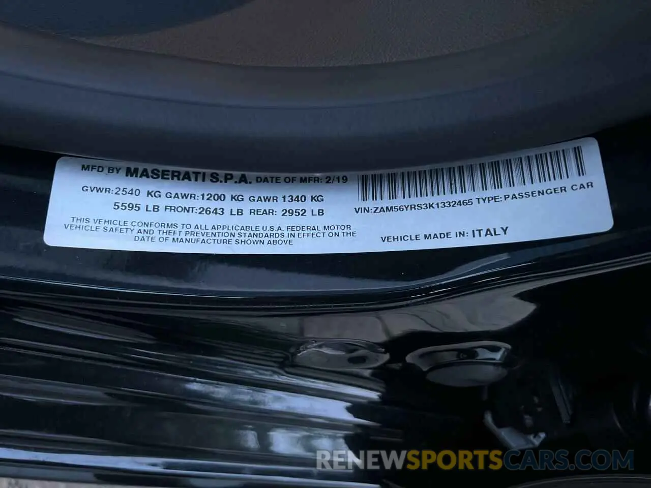 10 fotografías del automóvil dañado ZAM56YRS3K1332465 MASERATI QUATTROPOR 2019