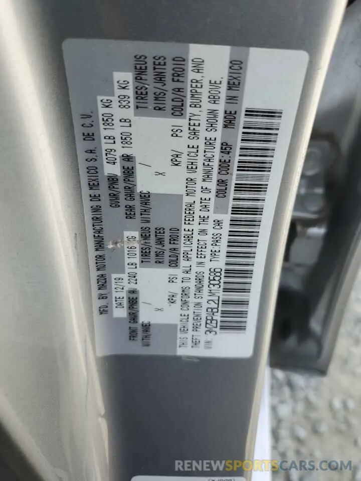 12 fotografías del automóvil dañado 3MZBPABL2LM130586 MAZDA 3 2020