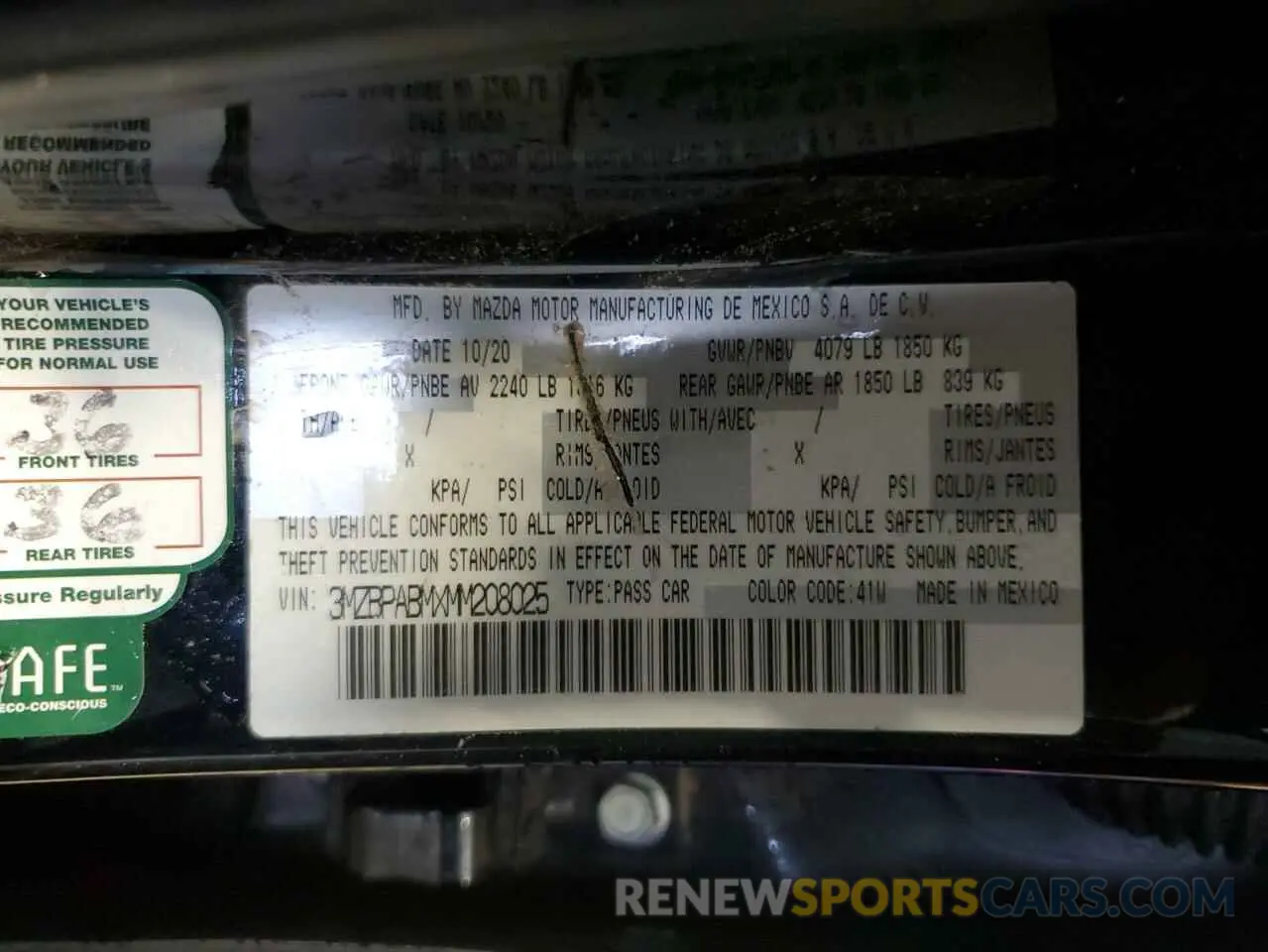 12 fotografías del automóvil dañado 3MZBPABMXMM208025 MAZDA 3 2021
