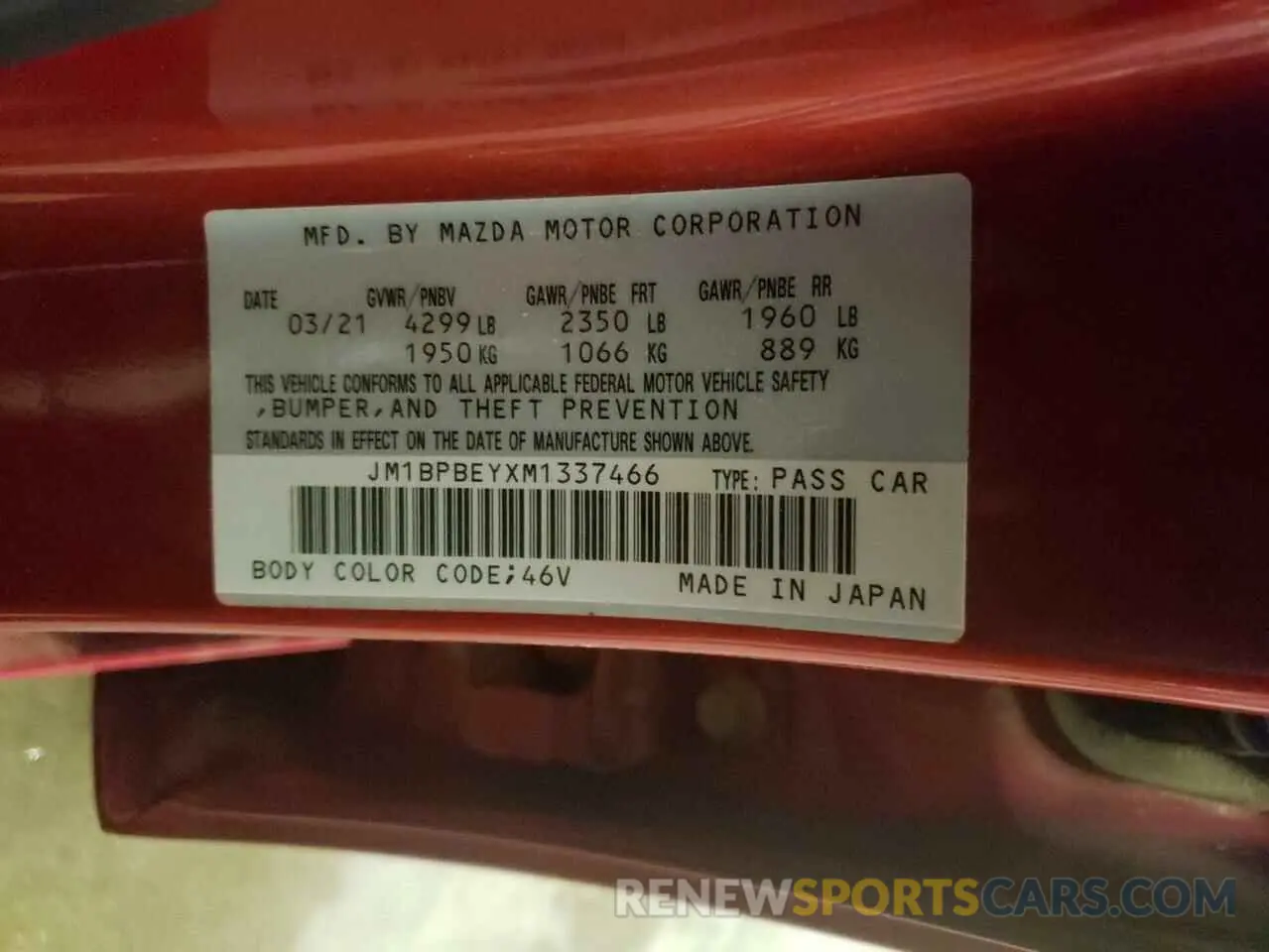 13 fotografías del automóvil dañado JM1BPBEYXM1337466 MAZDA 3 2021