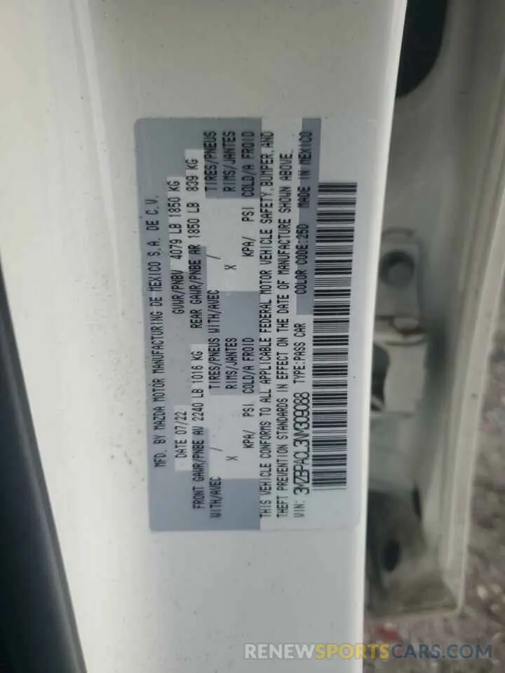 12 fotografías del automóvil dañado 3MZBPACL3NM309088 MAZDA 3 2022