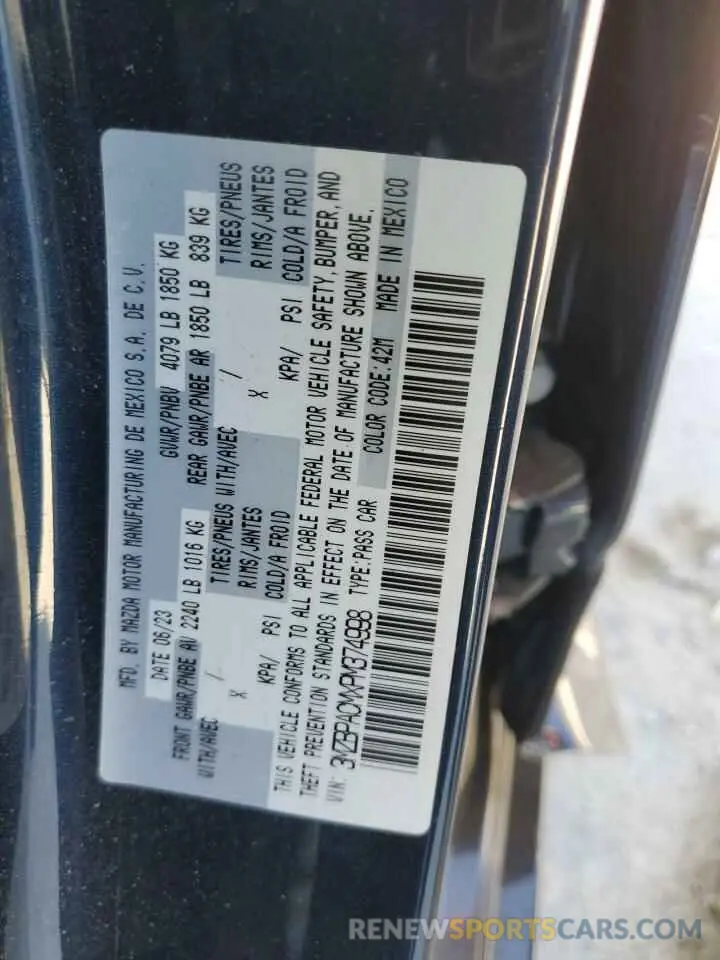 14 fotografías del automóvil dañado 3MZBPACMXPM374998 MAZDA 3 2023