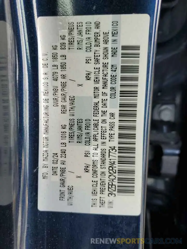 12 fotografías del automóvil dañado 3MZBPACM2RM417734 MAZDA 3 2024