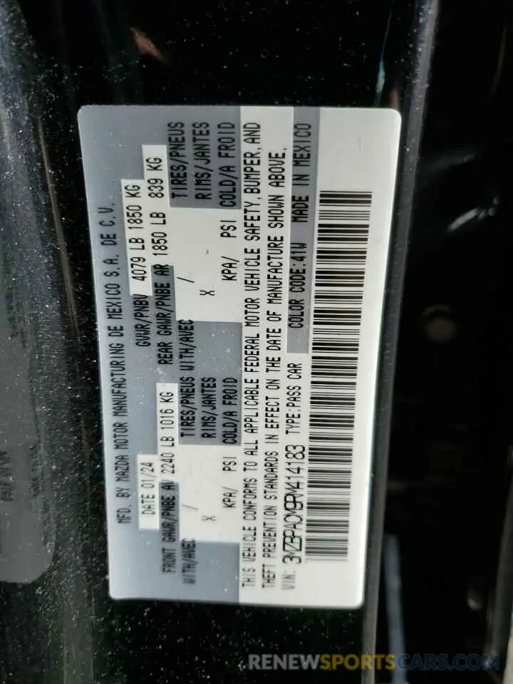 12 fotografías del automóvil dañado 3MZBPACM9RM414183 MAZDA 3 2024