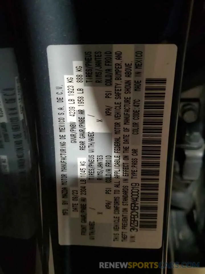 12 fotografías del automóvil dañado 3MZBPBCM6RM400019 MAZDA 3 2024
