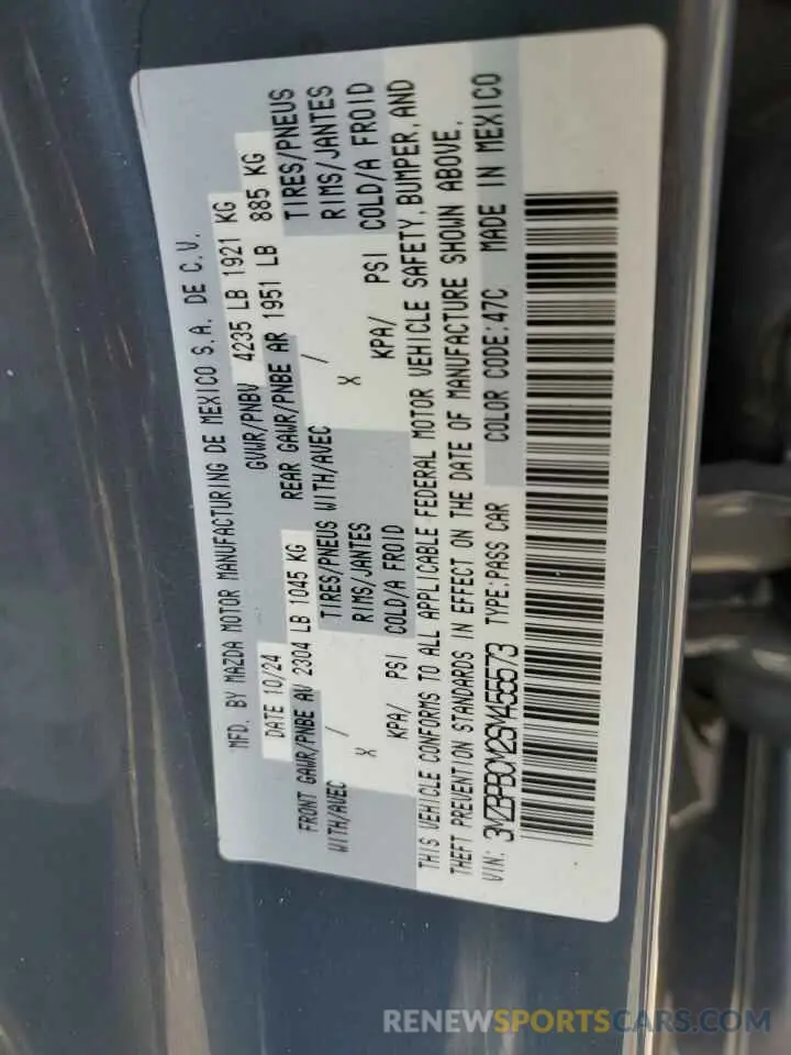 12 fotografías del automóvil dañado 3MZBPBCM2SM455573 MAZDA 3 2025