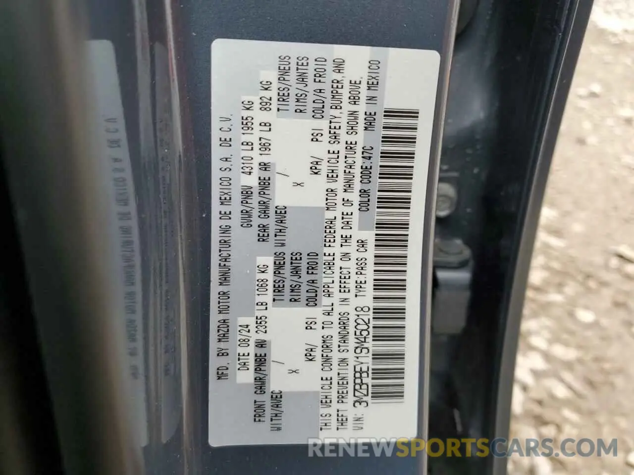 12 fotografías del automóvil dañado 3MZBPBEY1SM450218 MAZDA 3 2025
