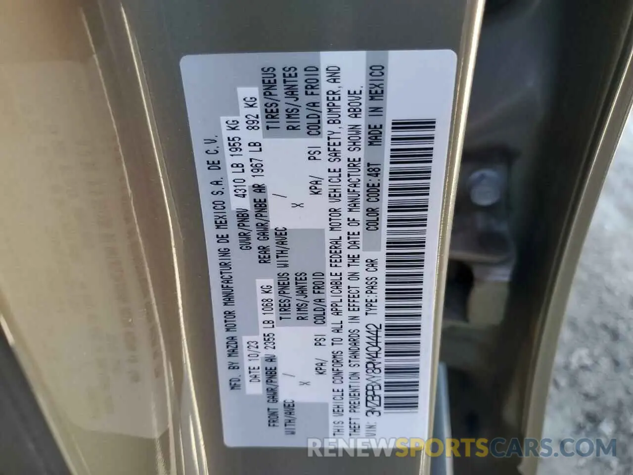 14 fotografías del automóvil dañado 3MZBPBXY8RM404442 MAZDA 3 CARBON T 2024