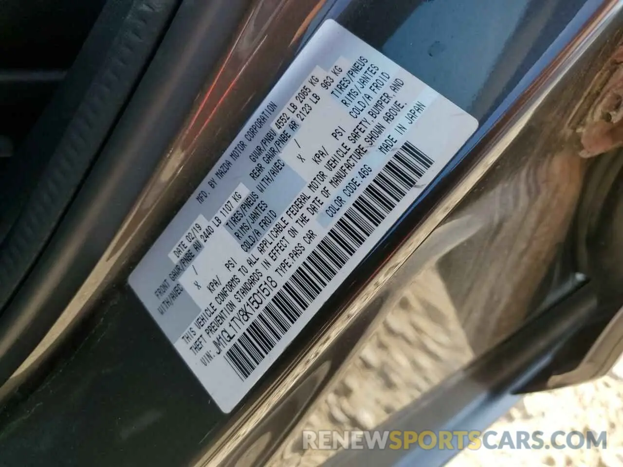 12 fotografías del automóvil dañado JM1GL1TY8K1501518 MAZDA 6 2019