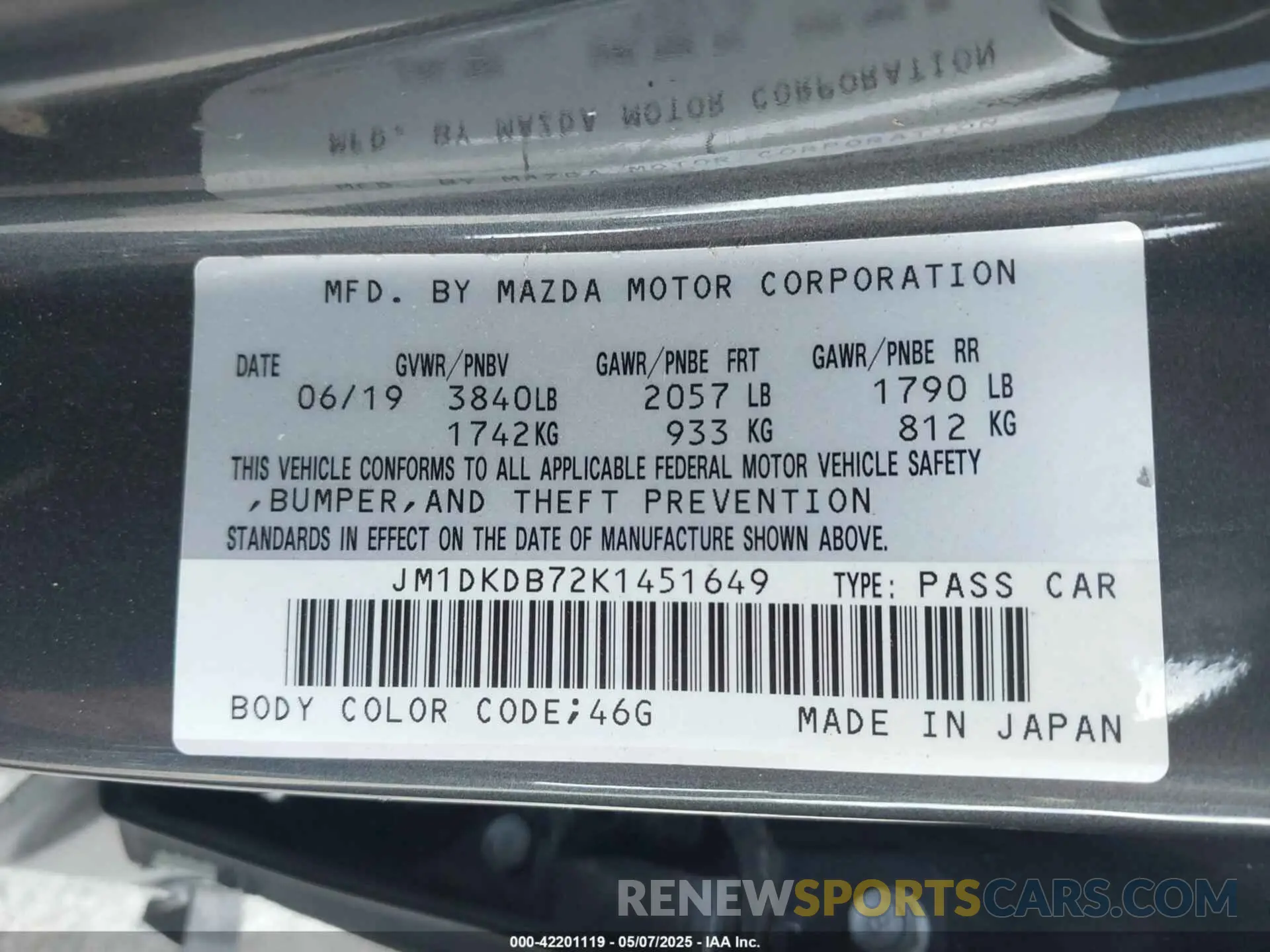 9 fotografías del automóvil dañado JM1DKDB72K1451649 MAZDA CX-3 2019